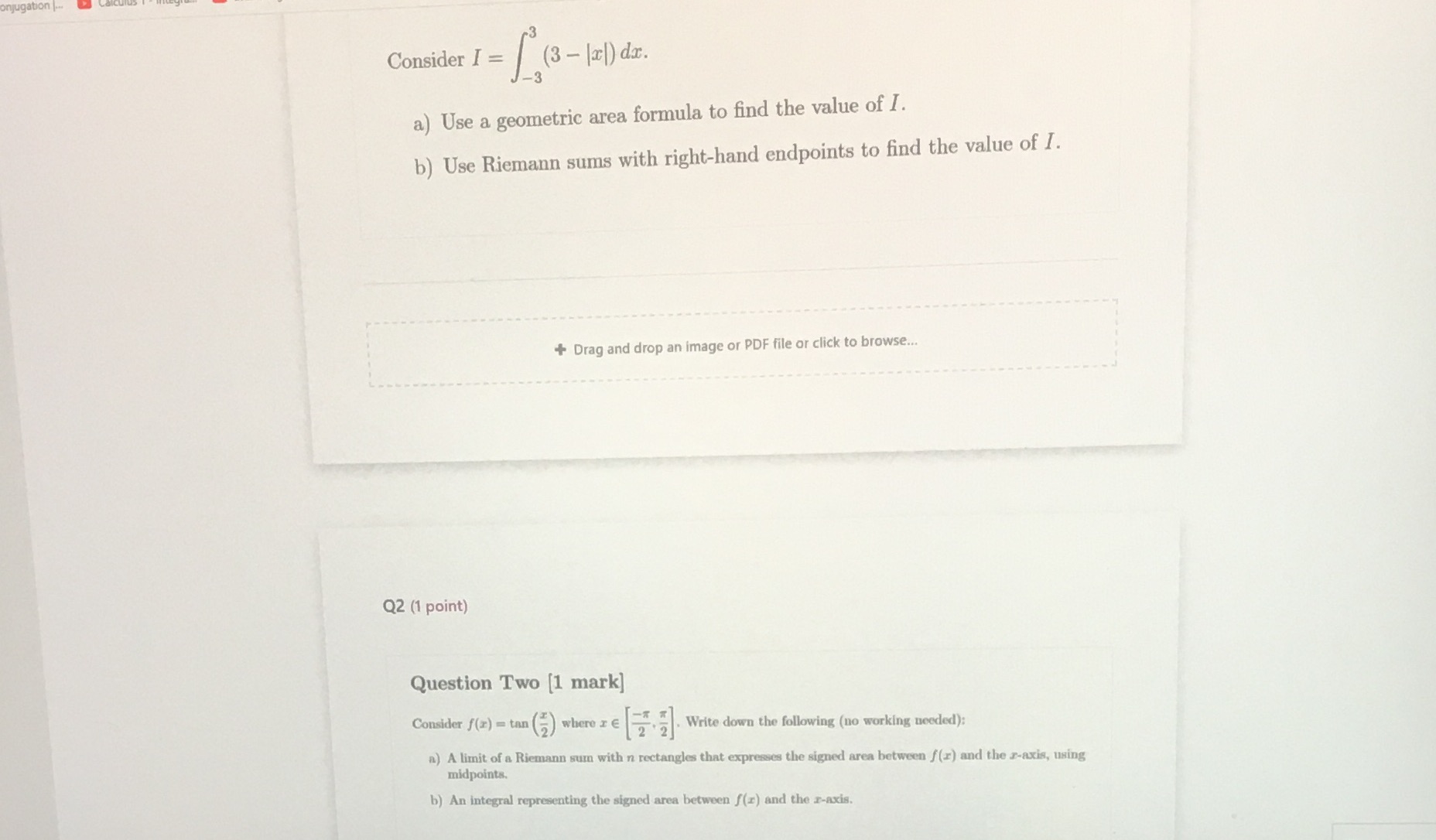  Consider I = (3 - [x[) dx. a) Use a geometric