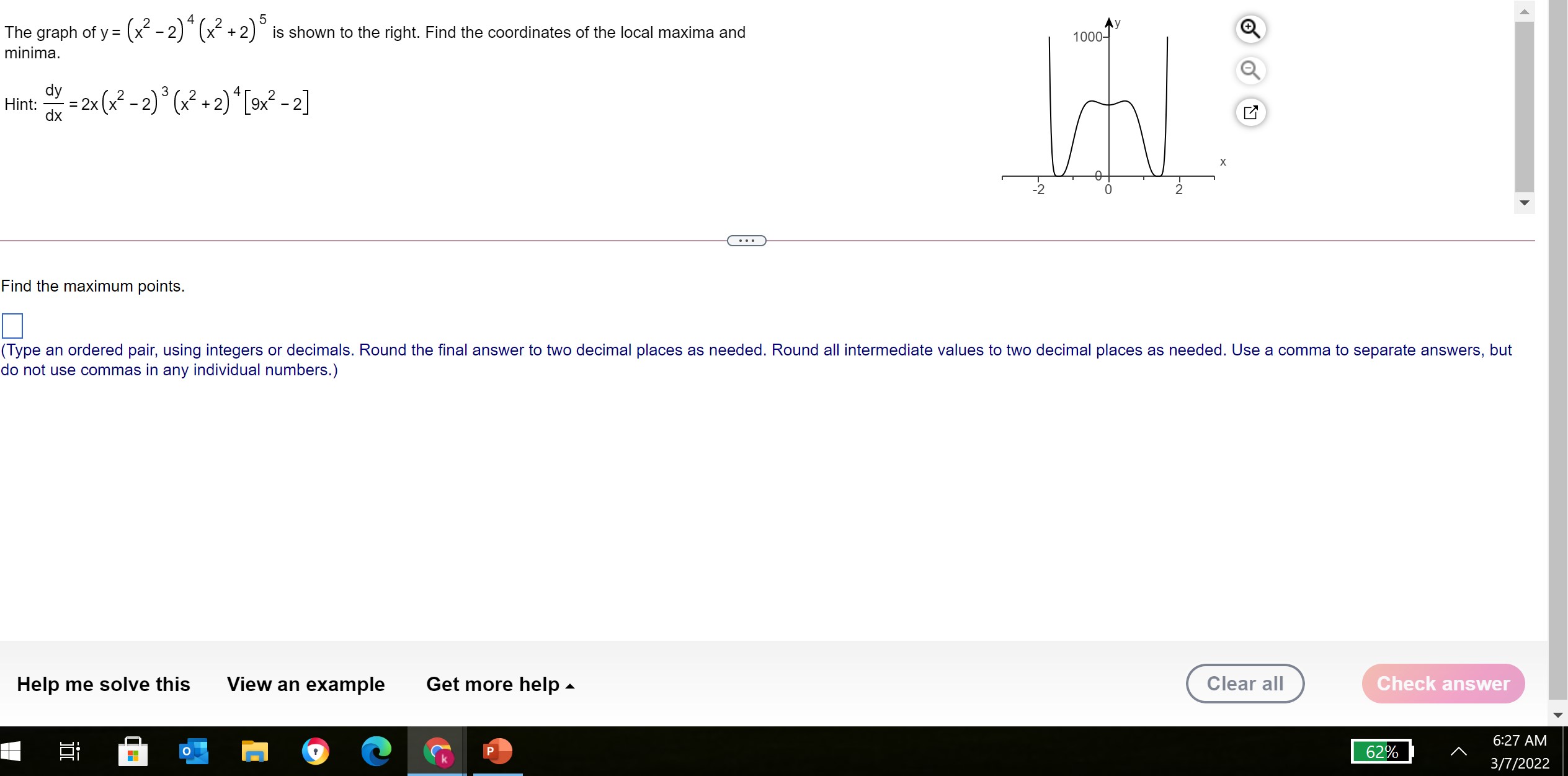 needed. Use a comma to separate answers as needed.) Find the equation