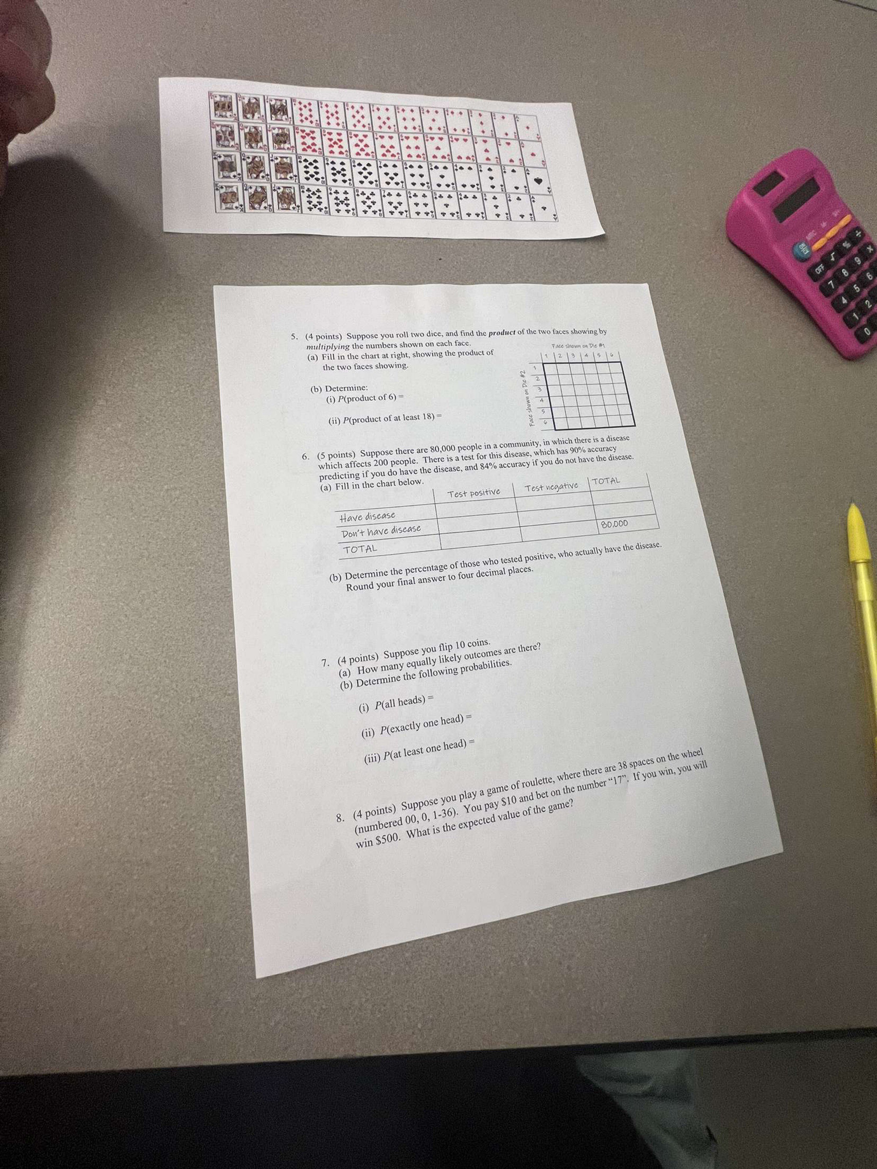 Please! I need help with questions 5-8! . (4 points) Suppose you