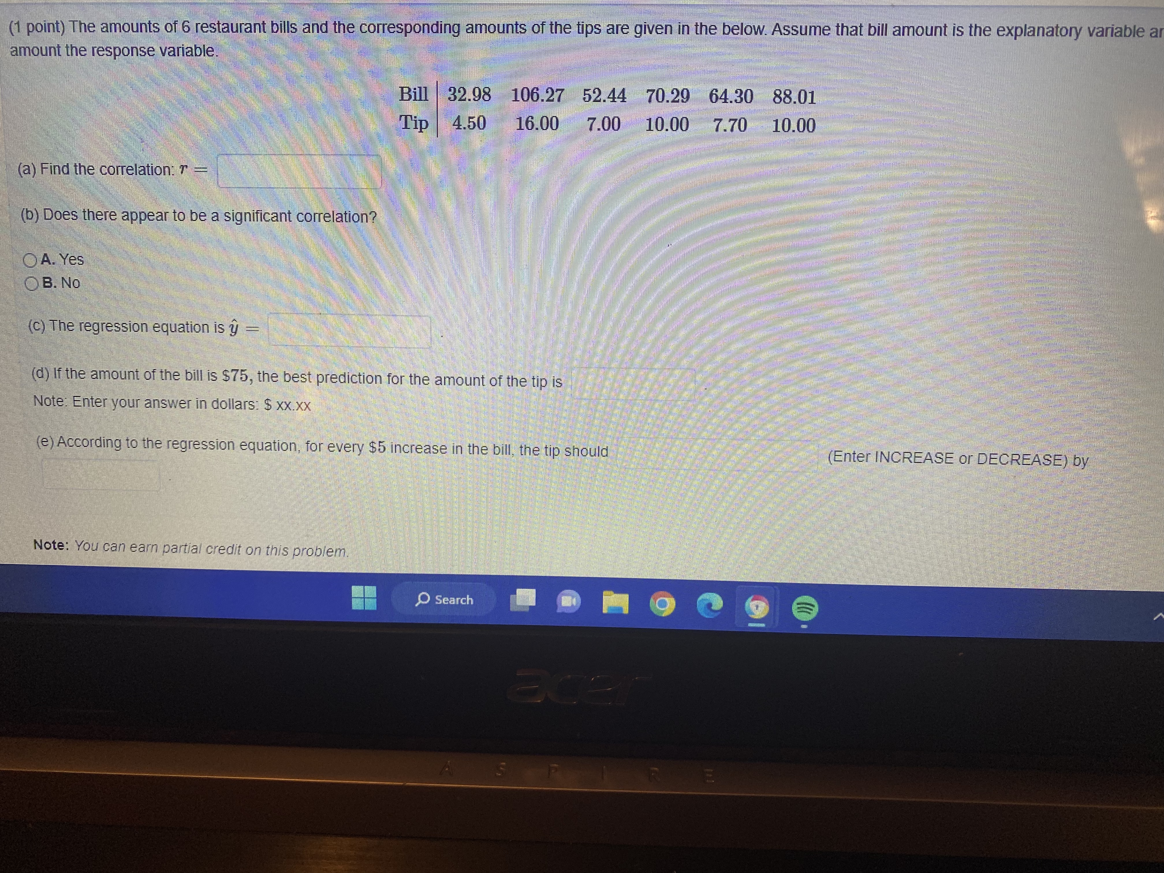 = 7, y = Note: In order to get credit for this