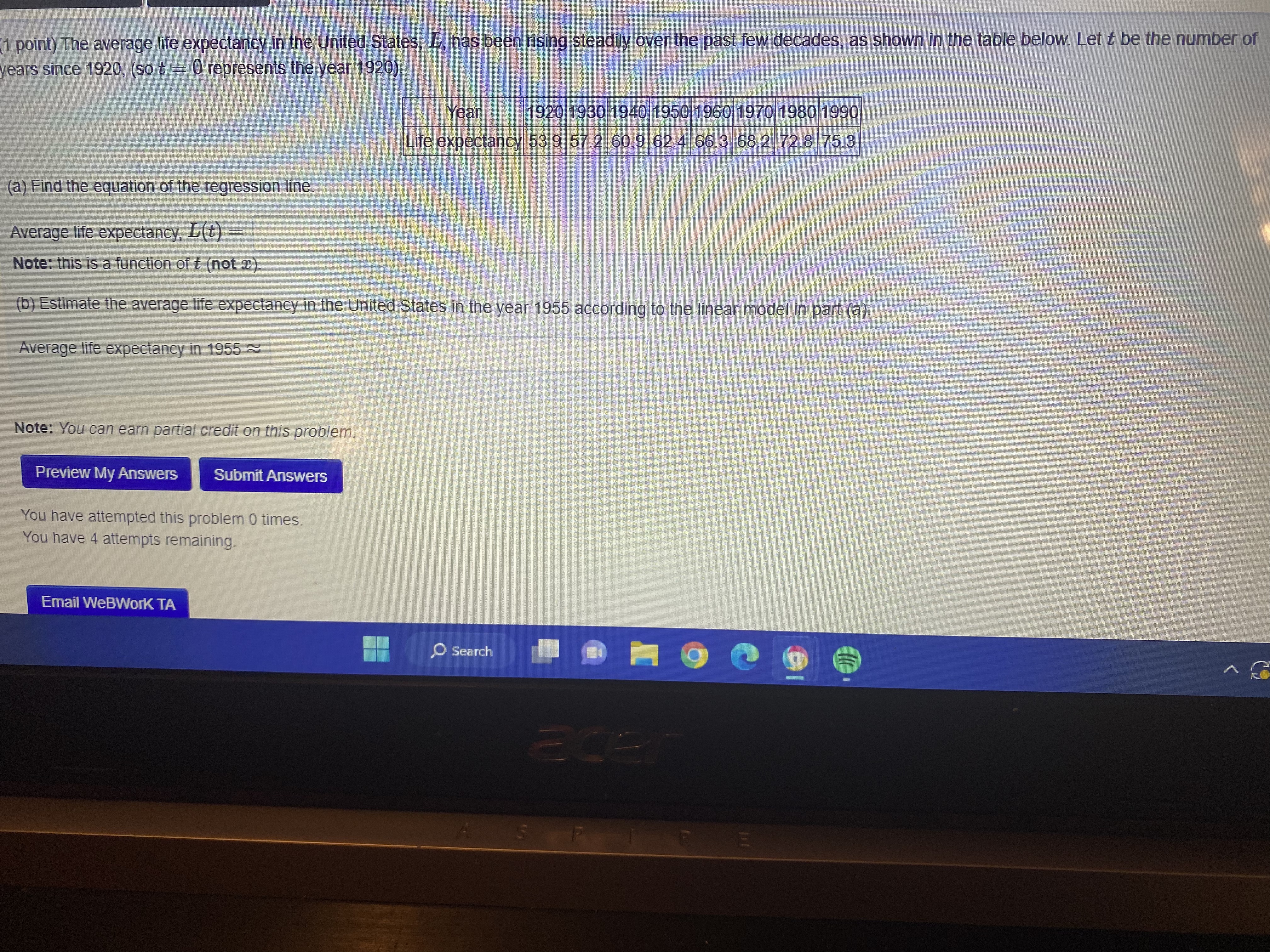 problem all answers must be correct. Preview My Answers Submit Answers You