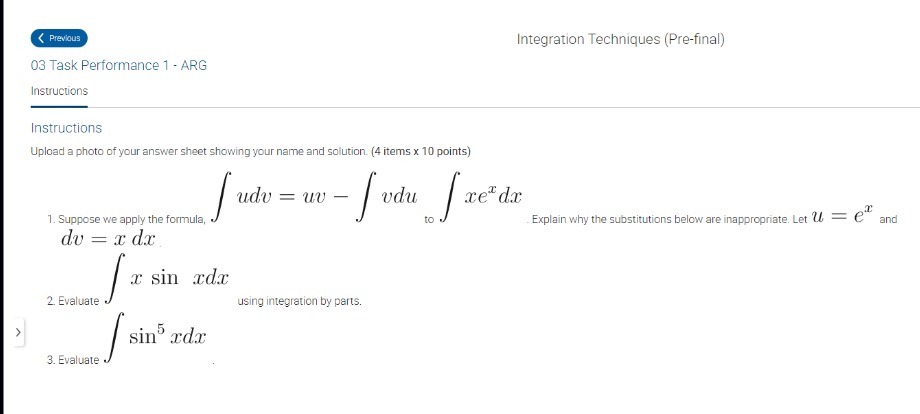 < Previous 03 Task Performance 1 - ARG Instructions Instructions Upload a