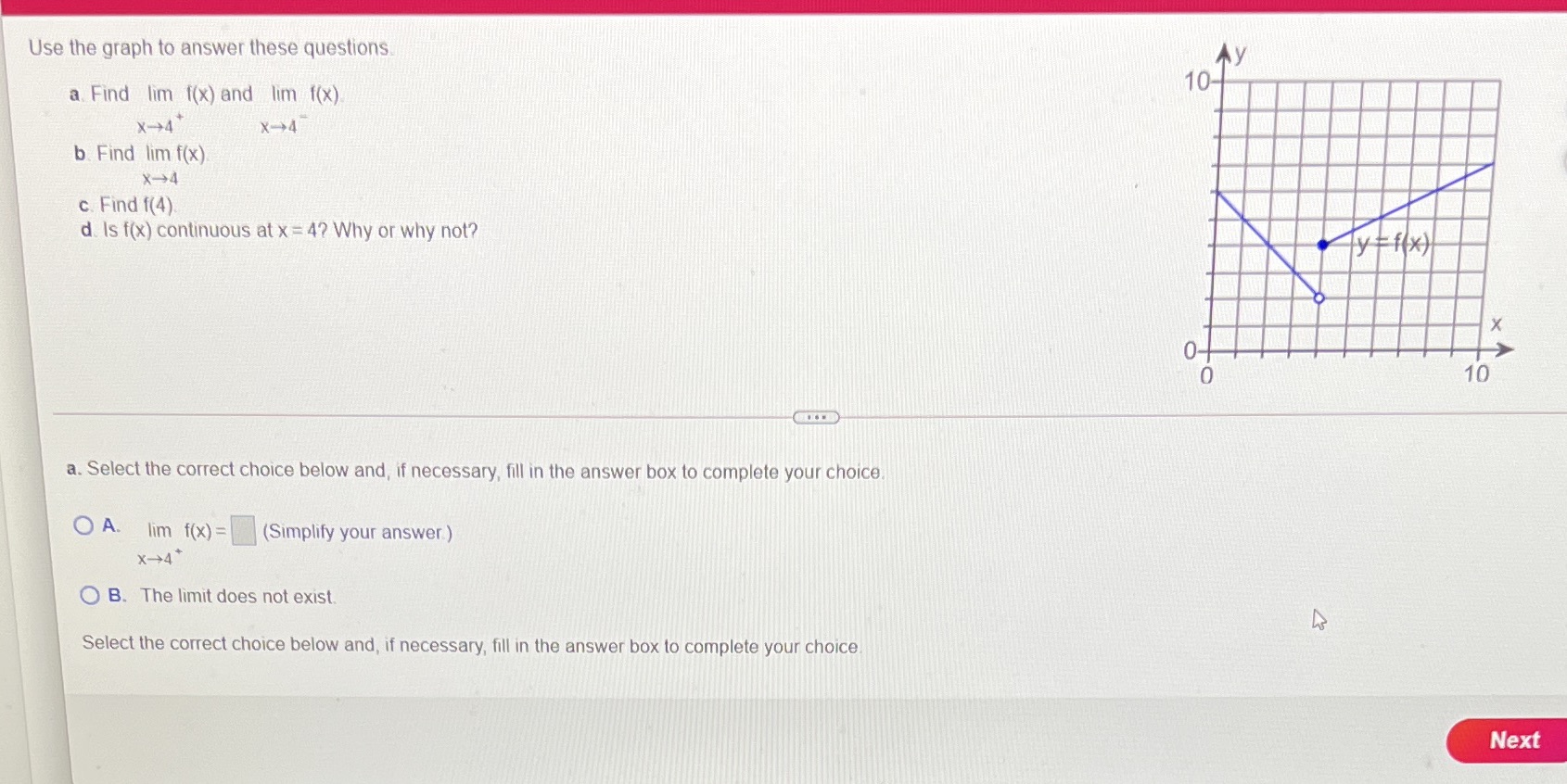 Use the graph to answer these questions a. Find lim f(x)