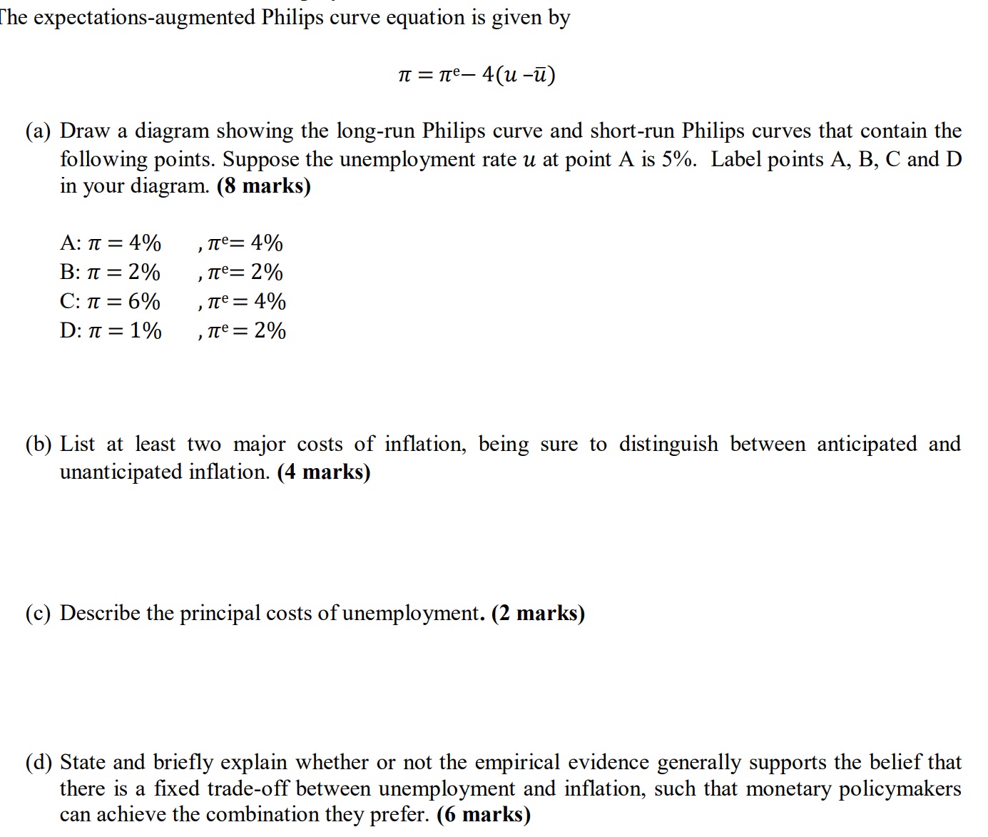 helphelphelp he expectations-augmented Philips curve equation is given by IT = TTe-