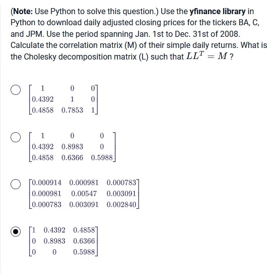  (Note: Use Python to solve this question.) Use the yfinance library