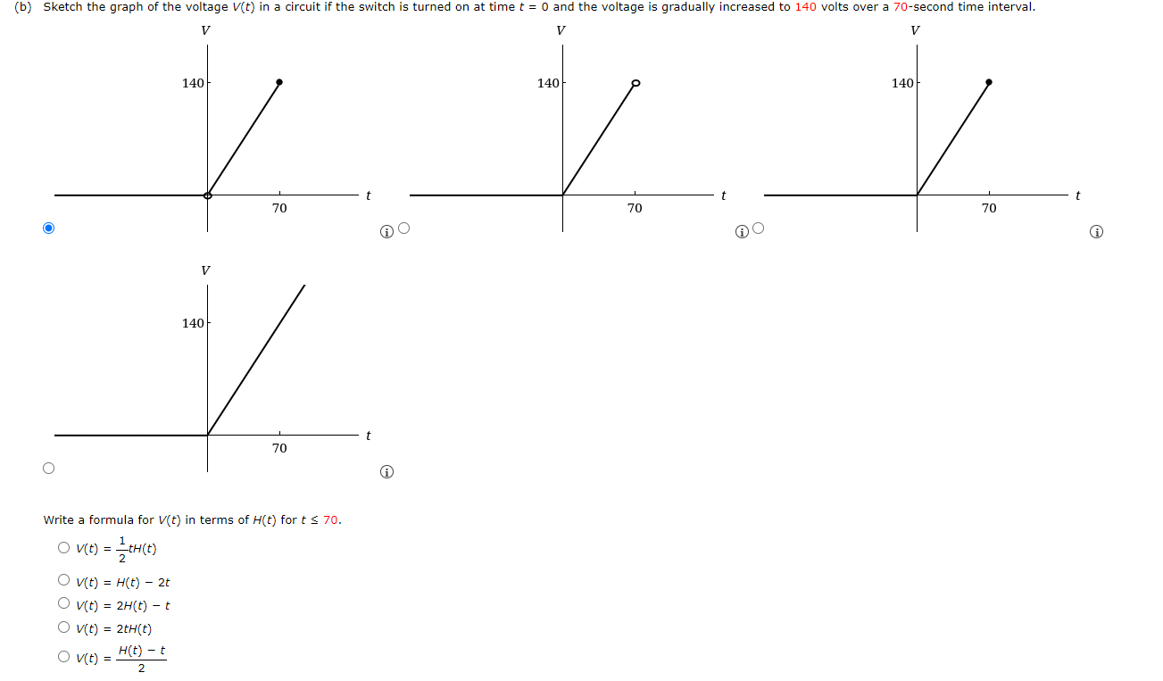 used to define the ramp function y = ctH(t), which represents a