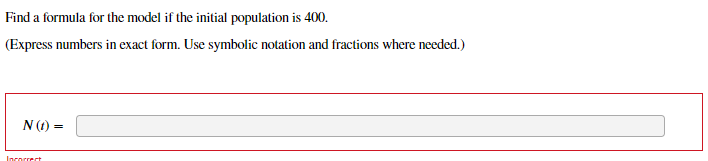 Use symbolic notation and fractions where needed.) NO = IncorrectFind a formula