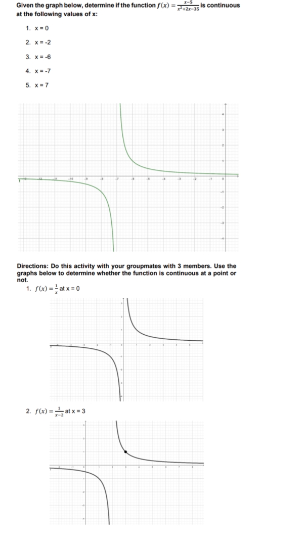 Show your solution Given the graph below, determine if the function f(x)
