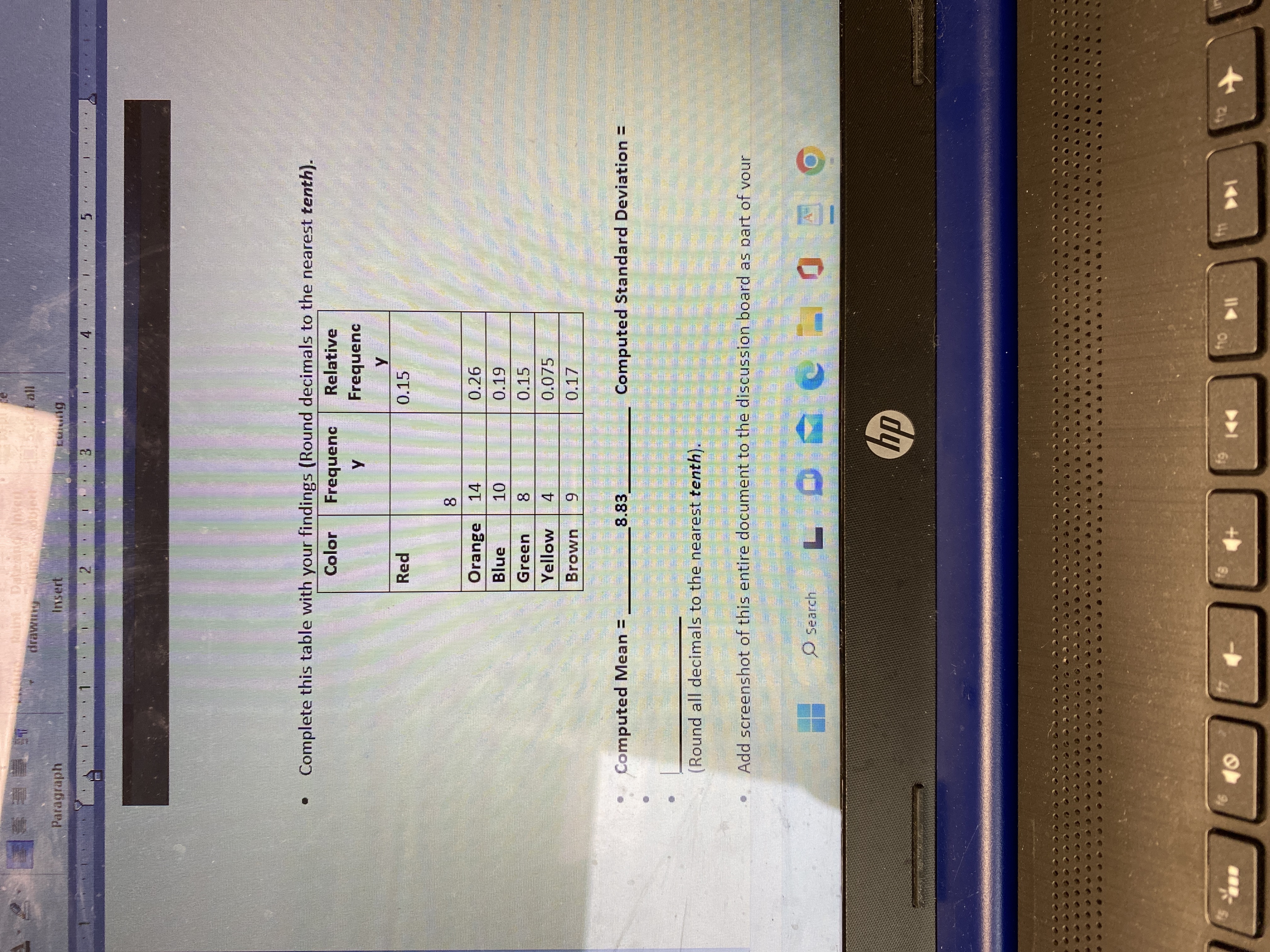 Paragraph Insert Complete this table with your findings (Round decimals to