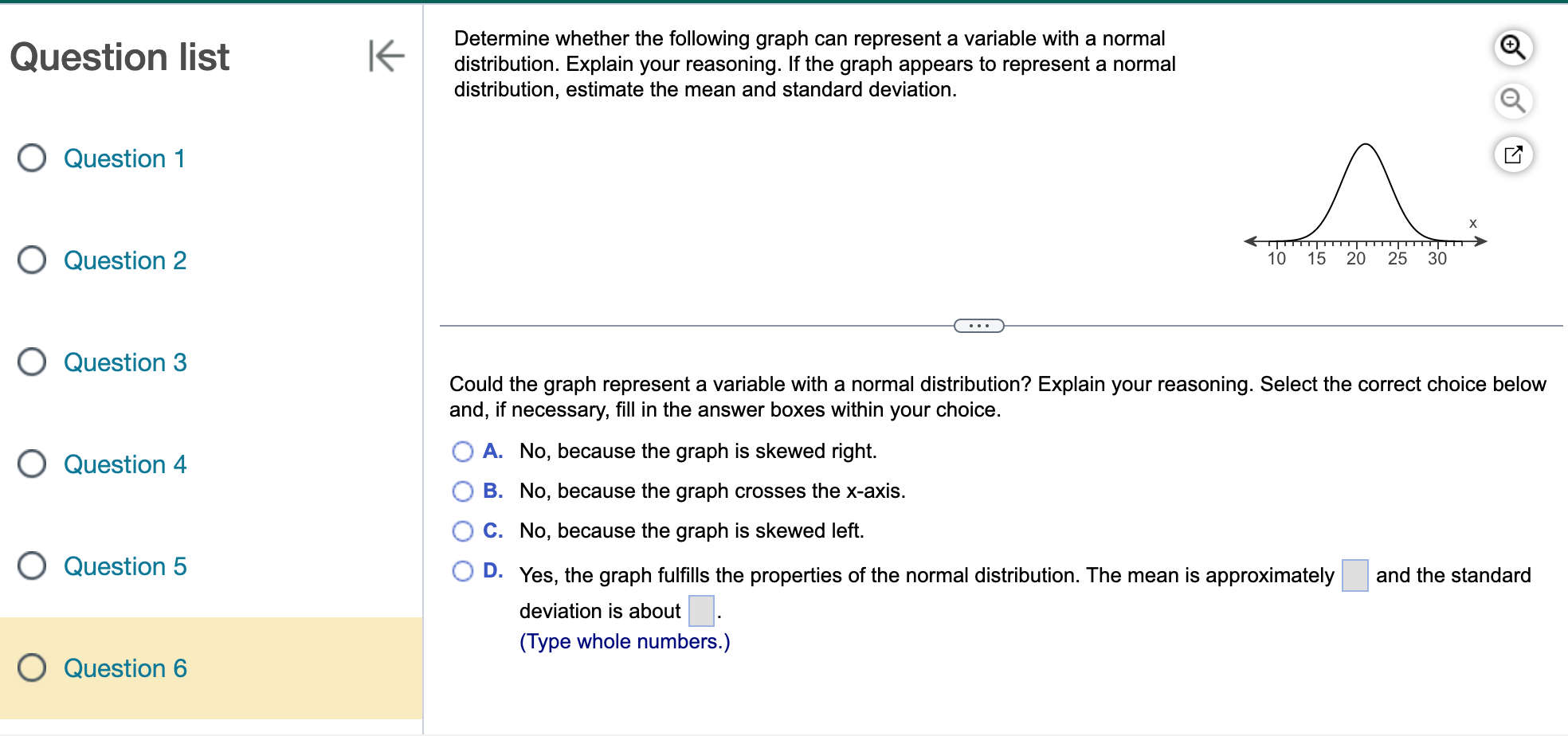 normal '6 distribution. Explain your reasoning. If the graph appears to represent