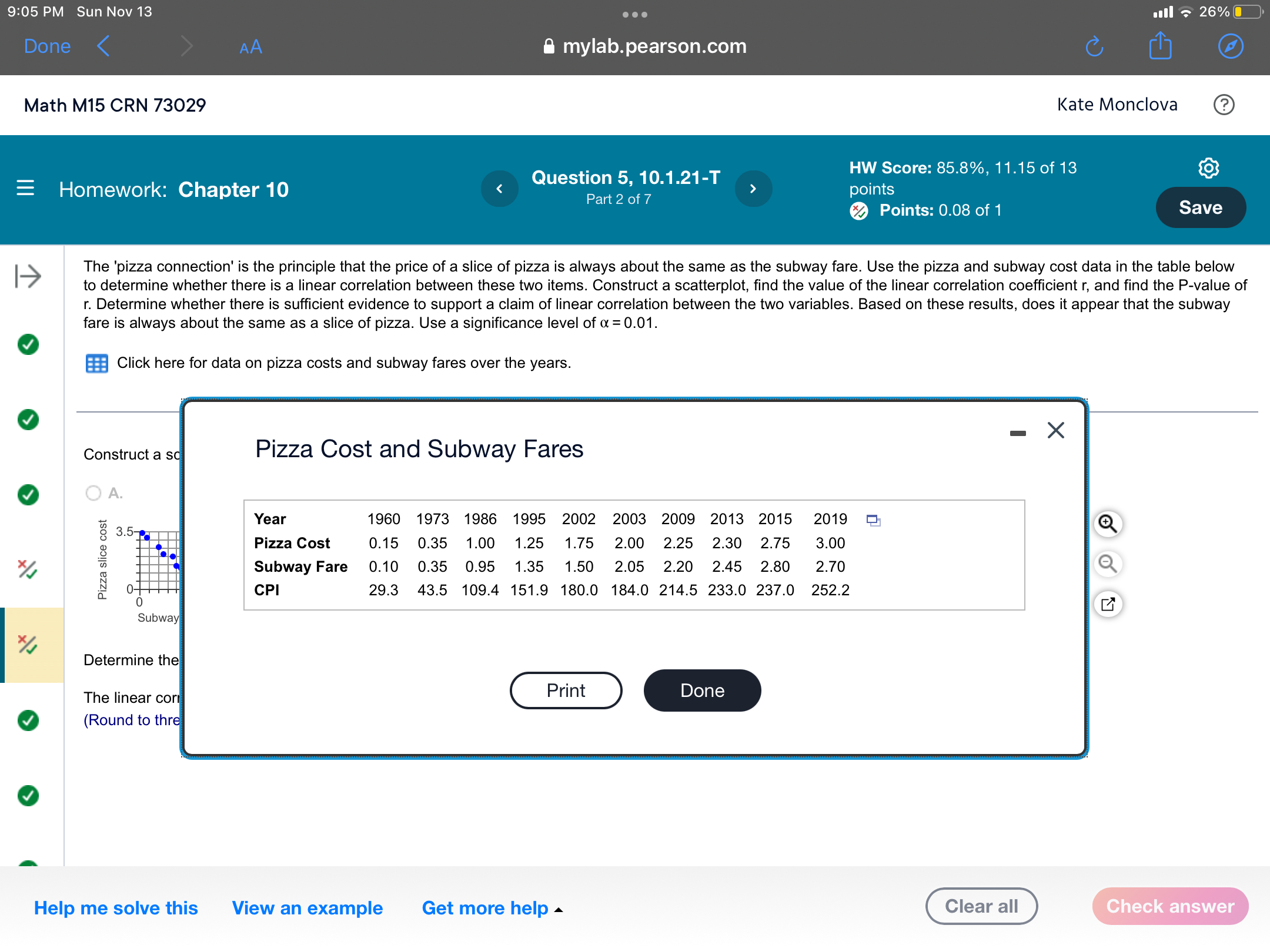 integers or decimals. Do not round.) x/ Determine the test statistic. The