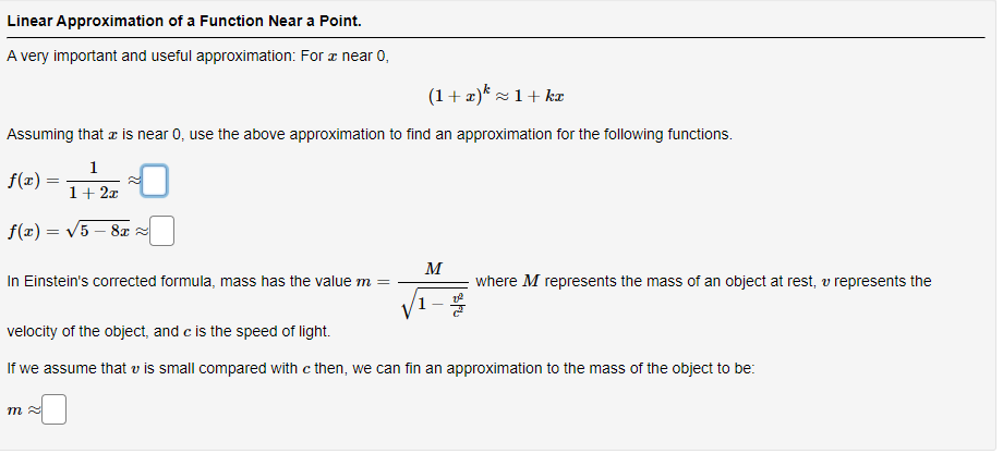 Linear Approximation of a Function Near a Point. A very important