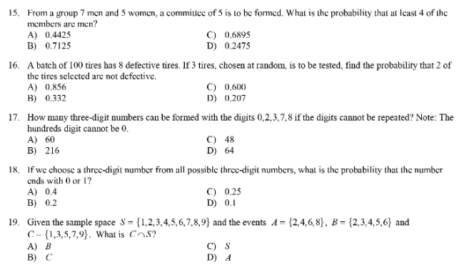This is in Statistics and Probability. This is only multiple choice. Show