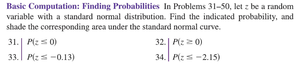 shade the corresponding area under the standard normal curve. 31. PP. E