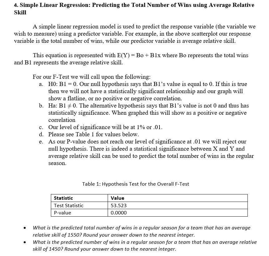 Using how a simple linear regression model is used to predict the