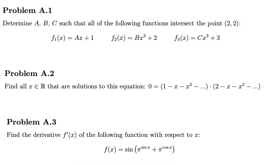 equation: 0 = {1 :1: :32 ...) ~ (2 1r a" Problem