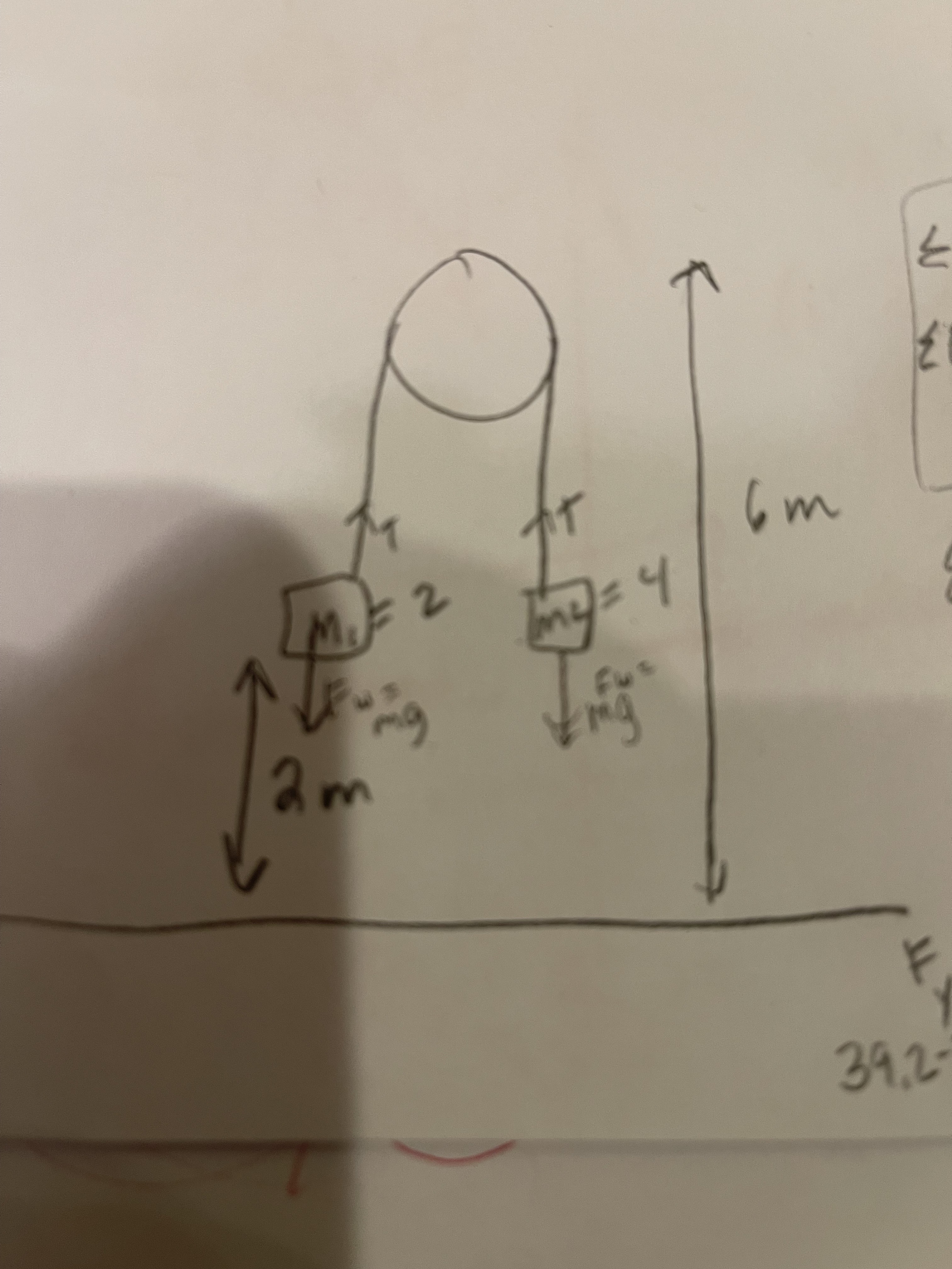 mass 1 = 2 kg and mass 2 = 4 kg. the