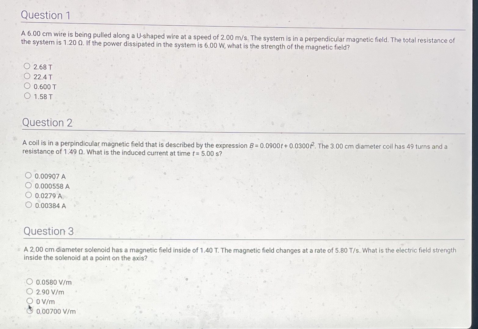 Need final answer for all 3 questions ASAP plz and thank you