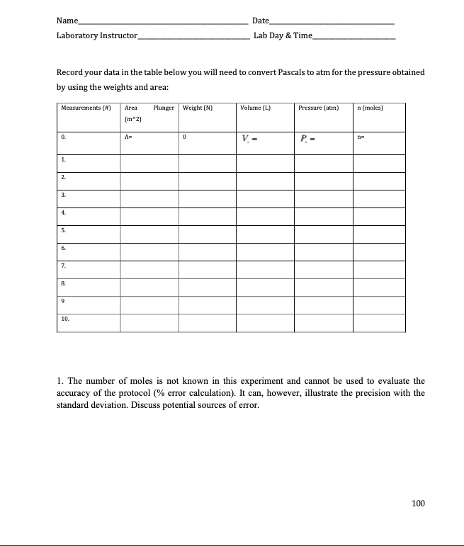 Laboratory Instructor Lab Day & Time_ Record your data in the table