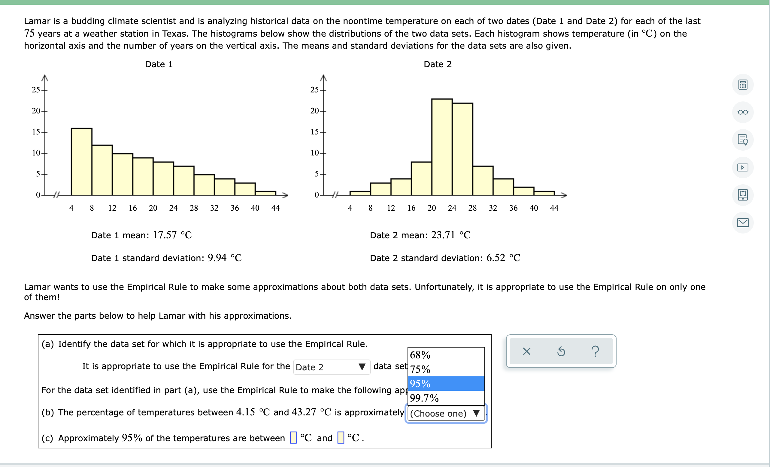 Help plz :\ Lamar is a budding climate scientist and is analyzing