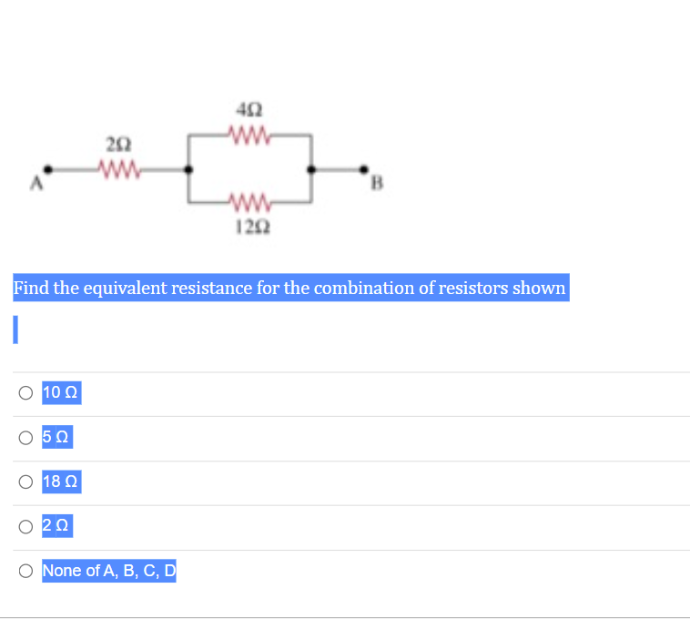 120 Find the equivalent resistance for the combination of resistors shown IOQ