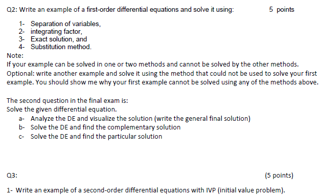 Exact solution. and 4 Substitution method. Note: If your example can be