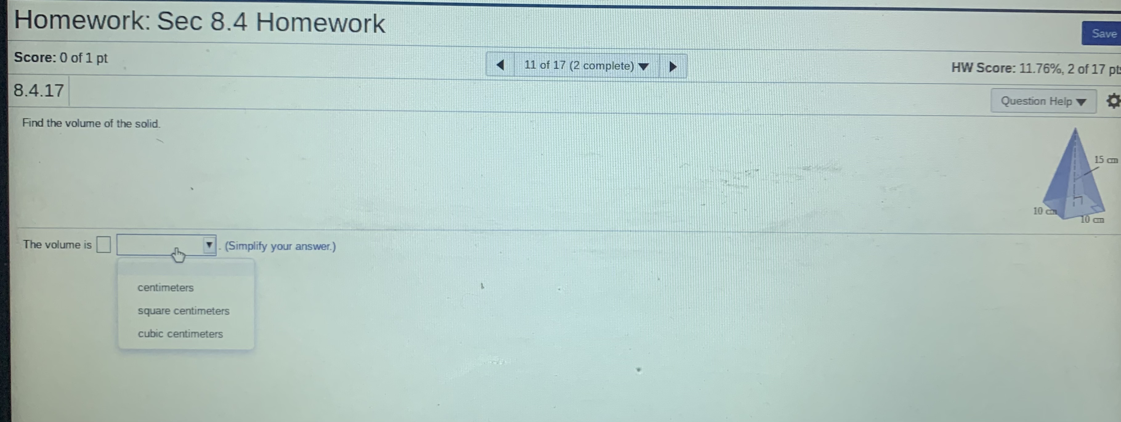 case in the shape of a cube. The diameter of the ball