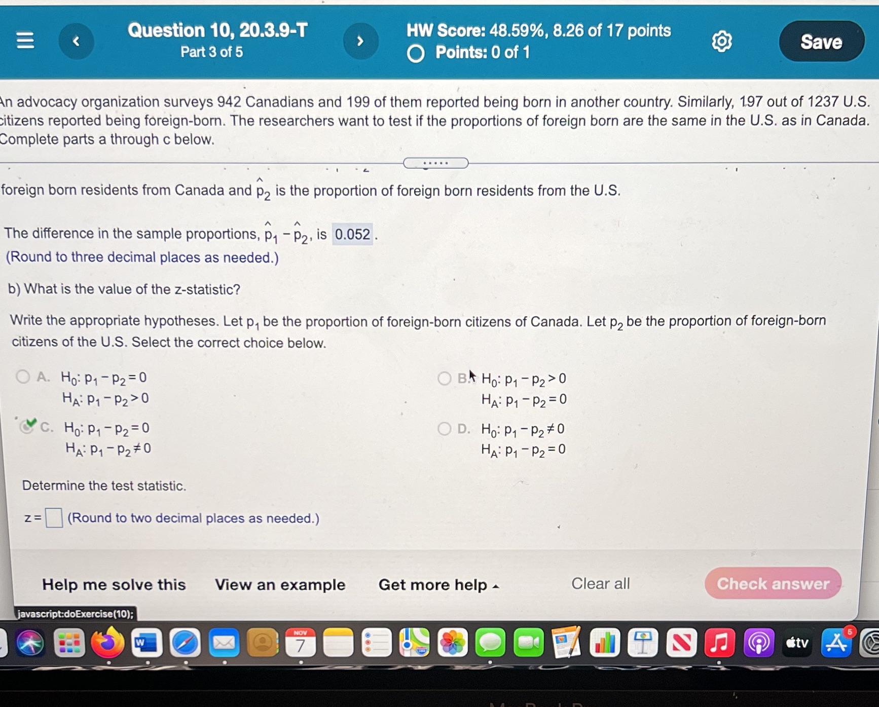 I need the test statistic and the p value please Question 10,