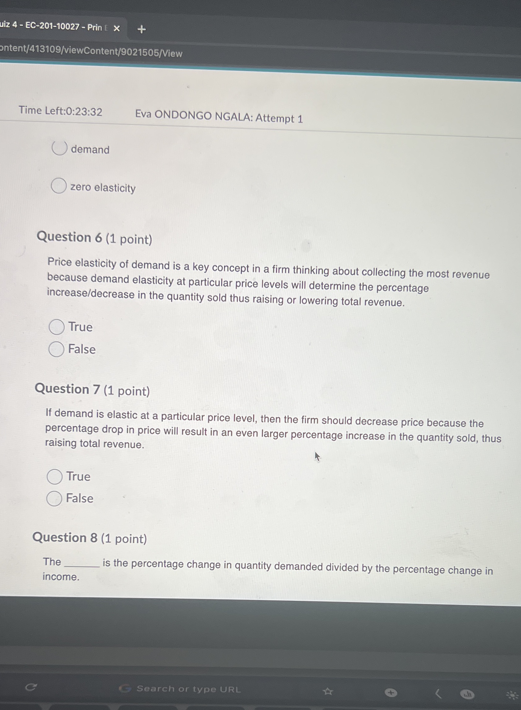 i2 4 - EC-201-10027 - Prin X + Time Left:0:23:32 Eva