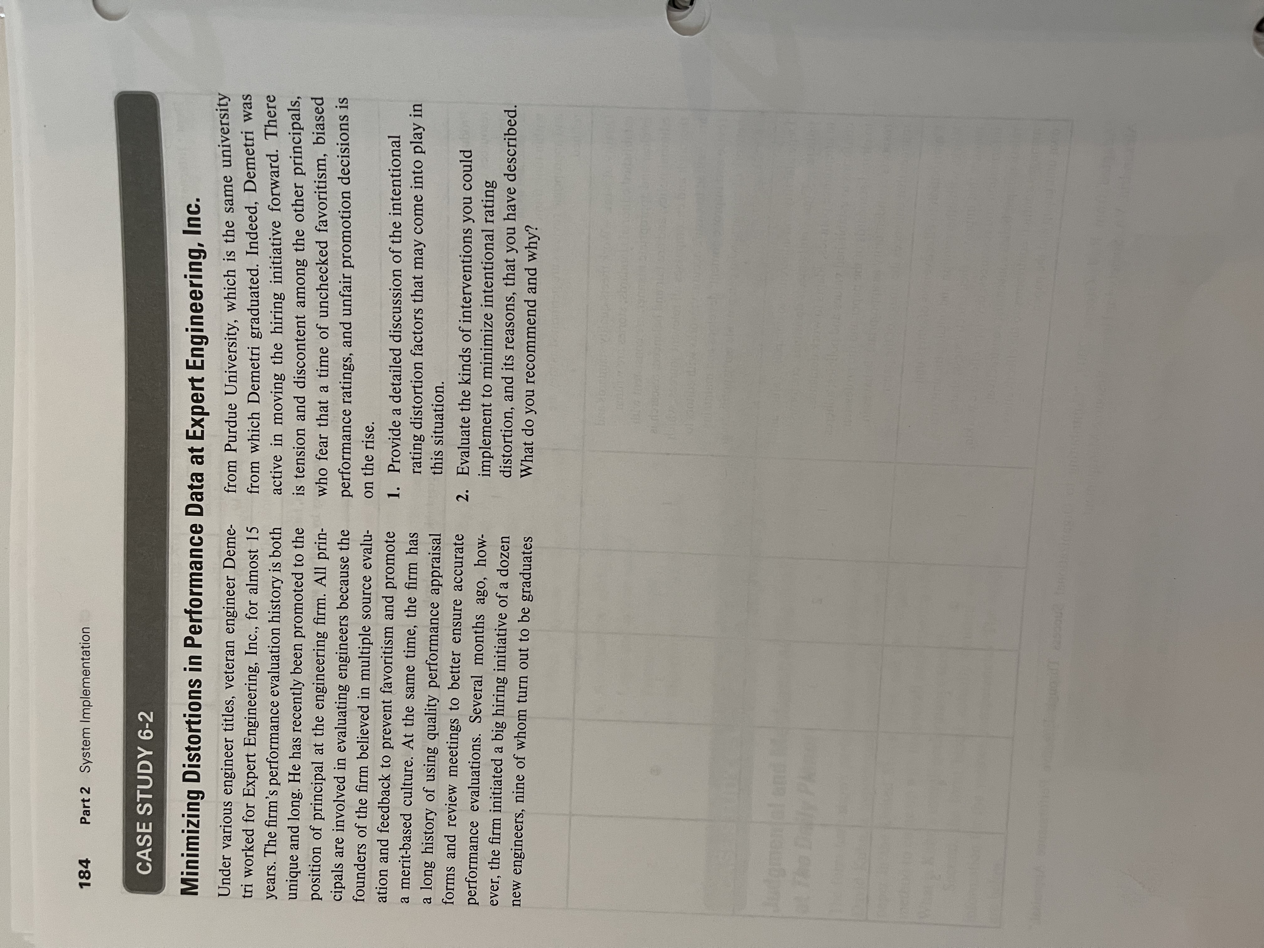 end of this case.1. provide a detailed discussion of the intentional rating
