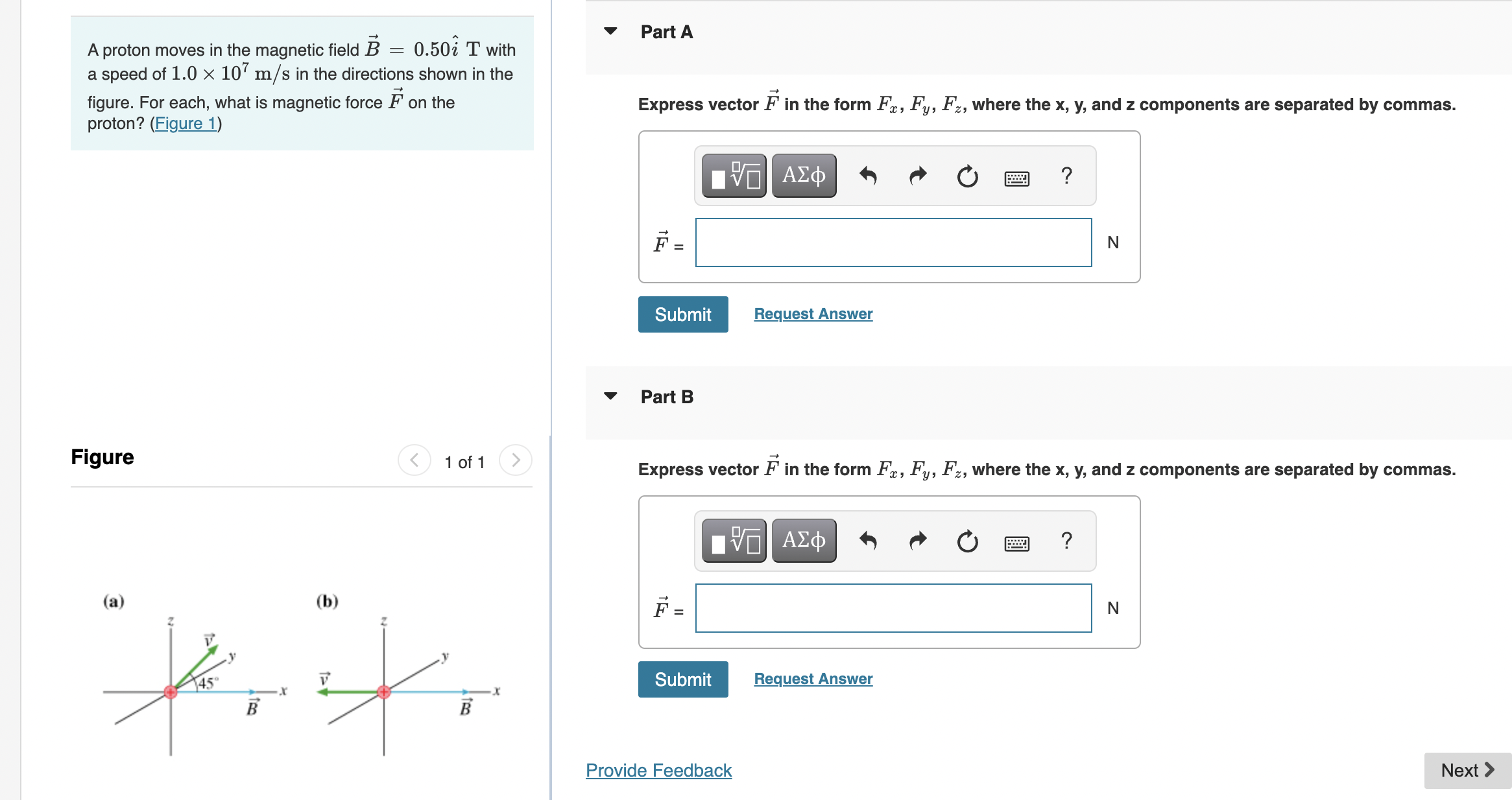  _, A. V Part A A proton moves in the magnetic