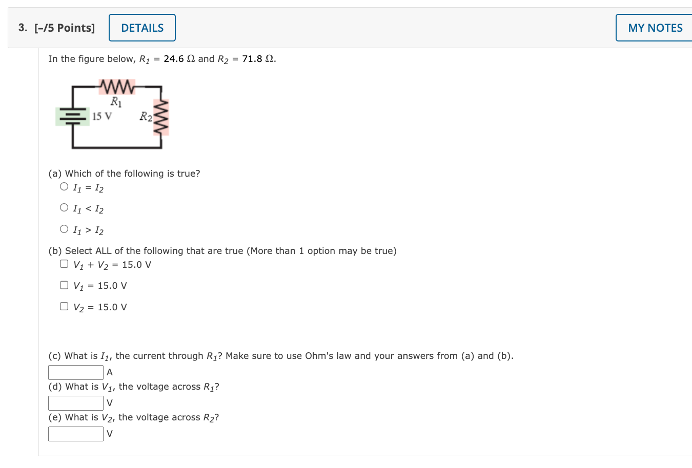= 24.6 0 and R2 = 71.8 0. Ww R1 15 V