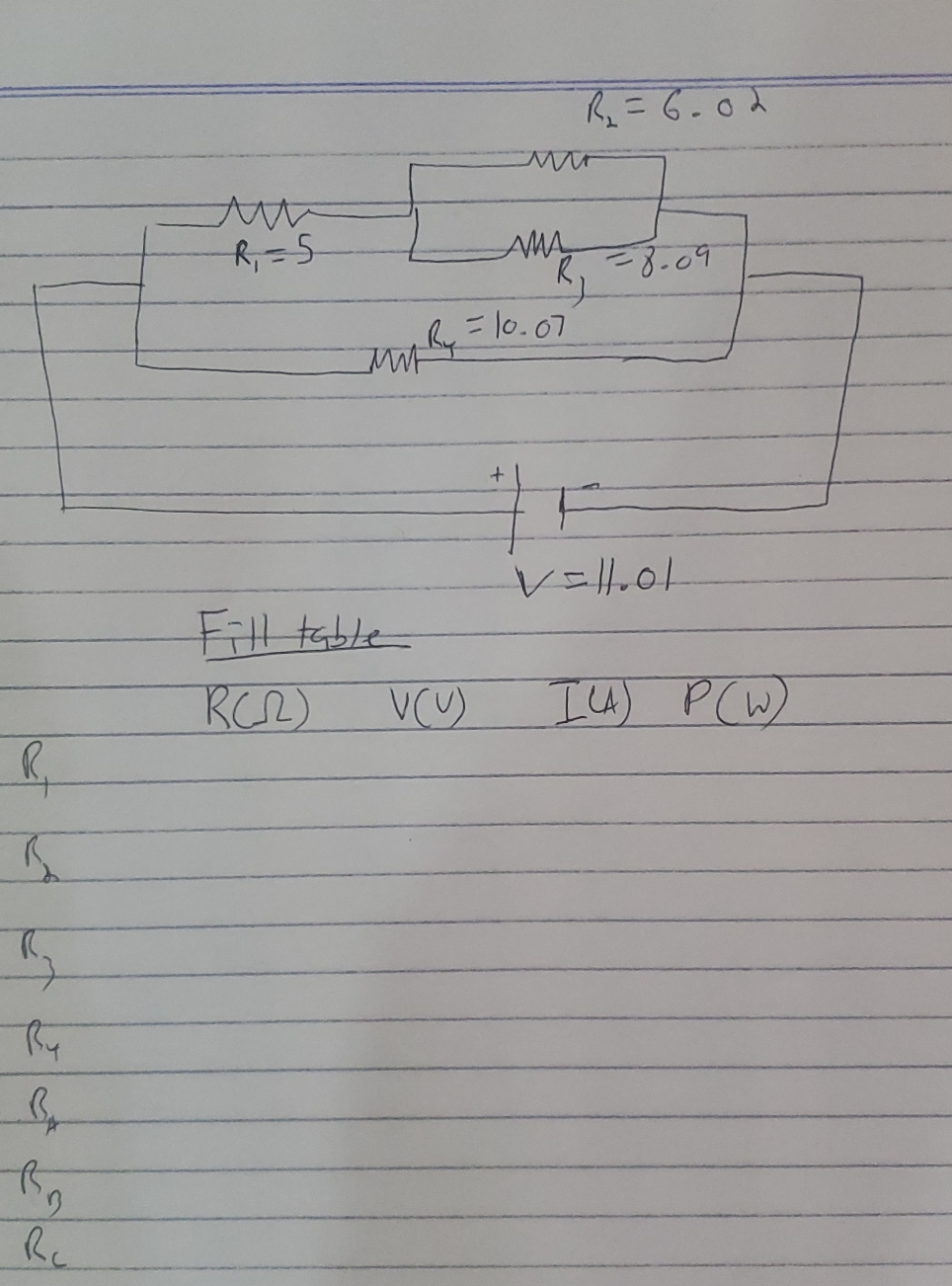 please fill the table and show steps