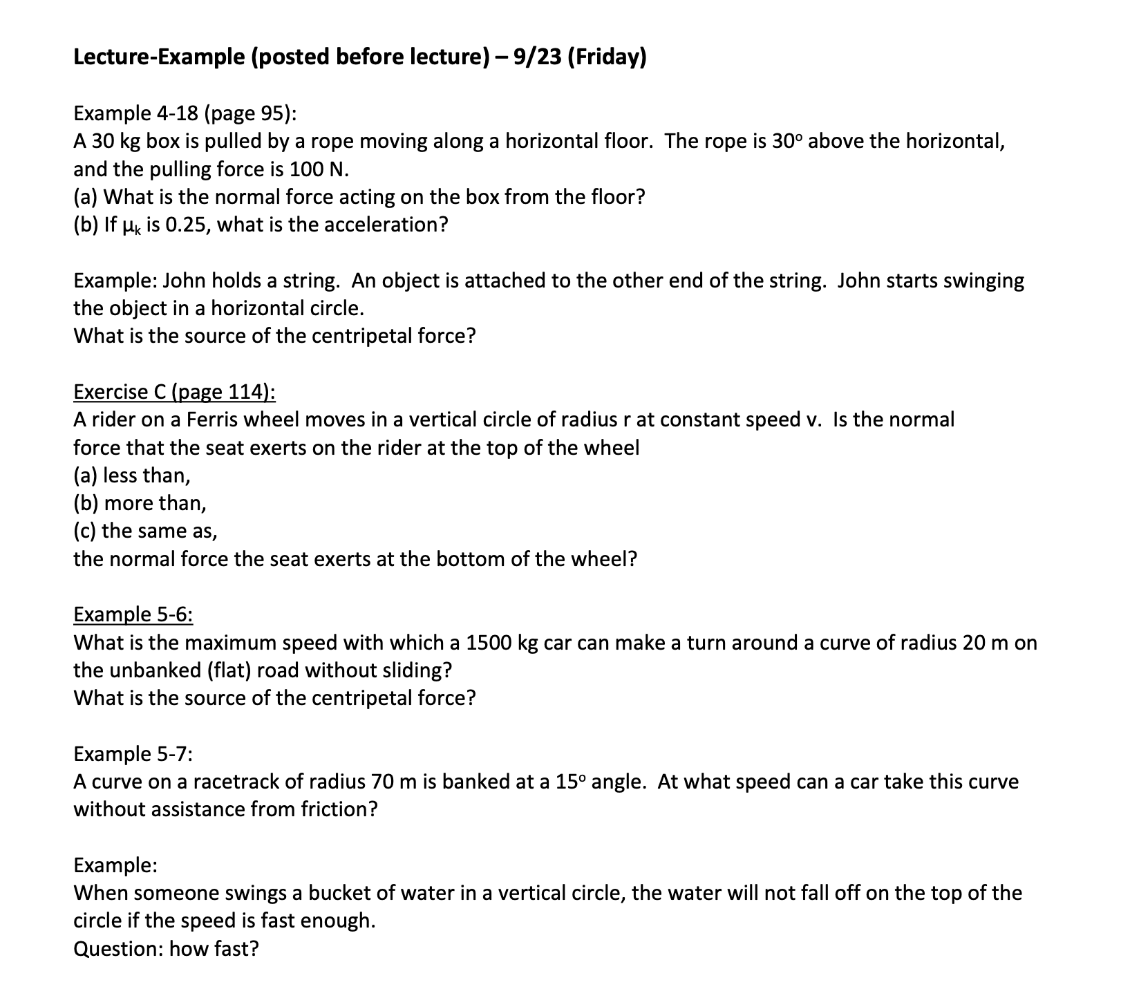 Lecture-Example (posted before lecture) 9/23 (Friday) Example 4-18 (page 95): A
