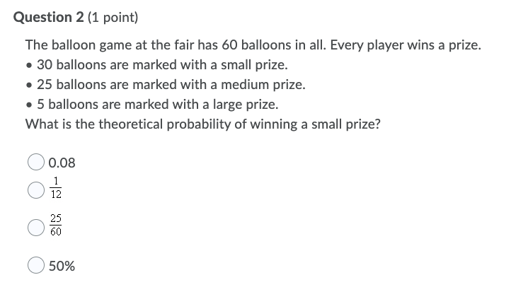 point] Ming used this spinner for an experiment. ' V For each