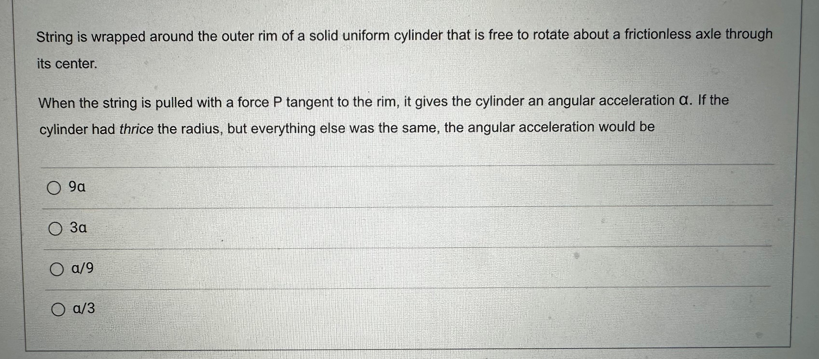  String is wrapped around the outer rim of a solid uniform