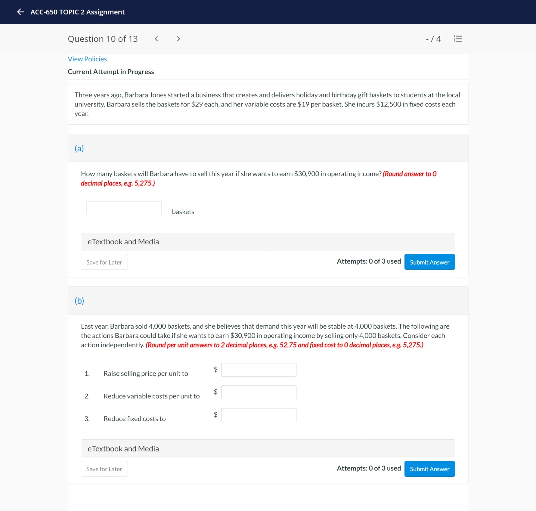 Please help - ACC-650 TOPIC 2 Assignment Question 10 of 13 /