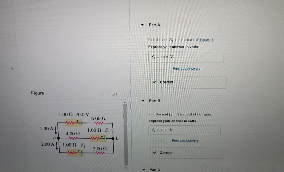 Help here, please. Part A Find the emf & in the circuit