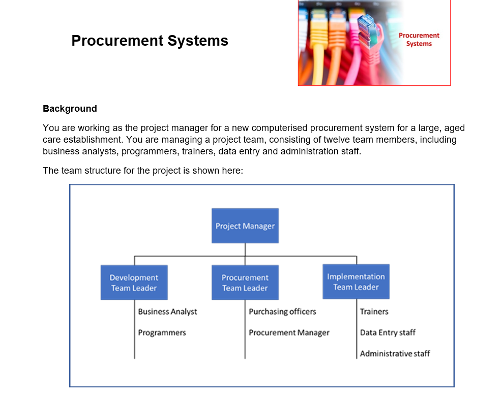 Procurement Procurement Systems ' 5mm; Backgrou nd You are working as