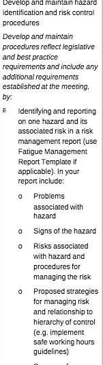 maintain procedures reflect legislative and best practice requirements and include any additional