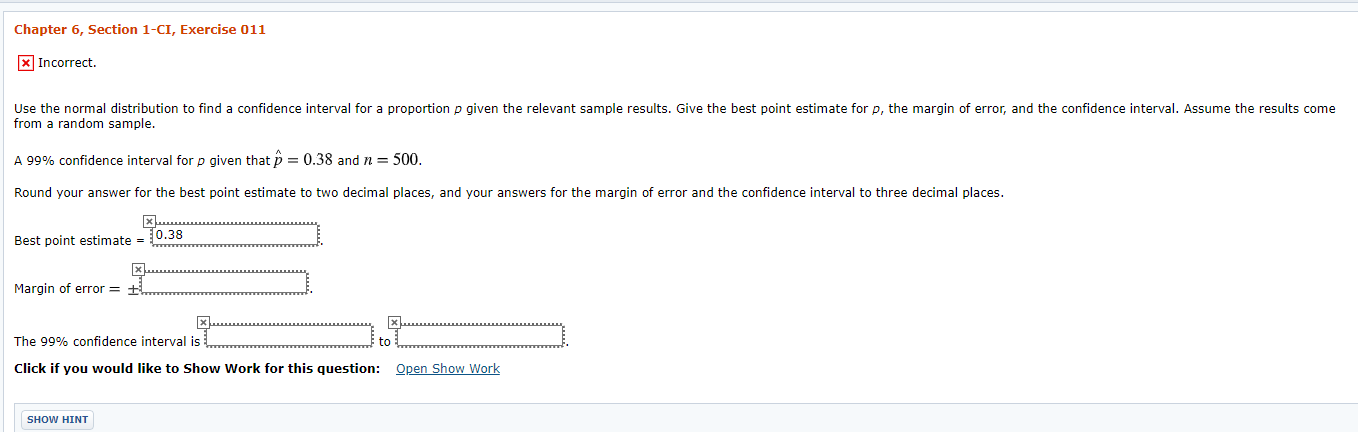 Pleas Chapter 6, Section 1-Cl, Exercise 01] x In correct. Use the