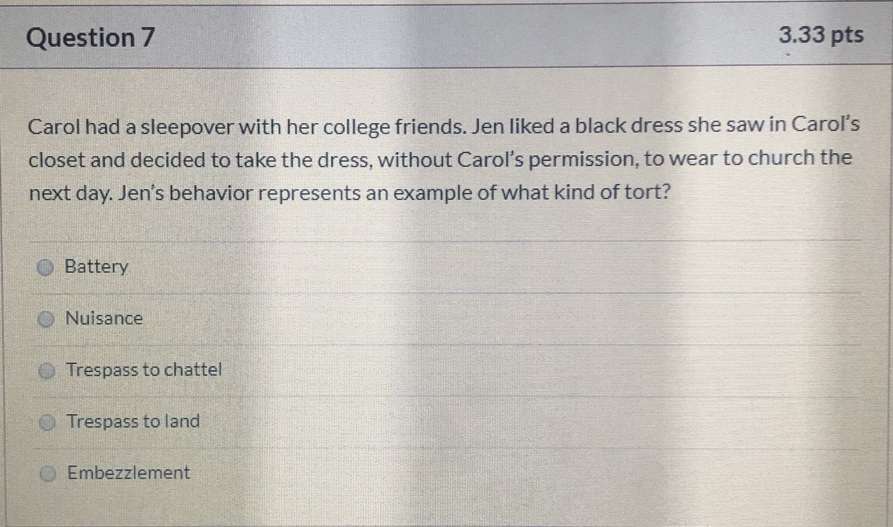  Please answer the right one Question 3 3.33 p In order