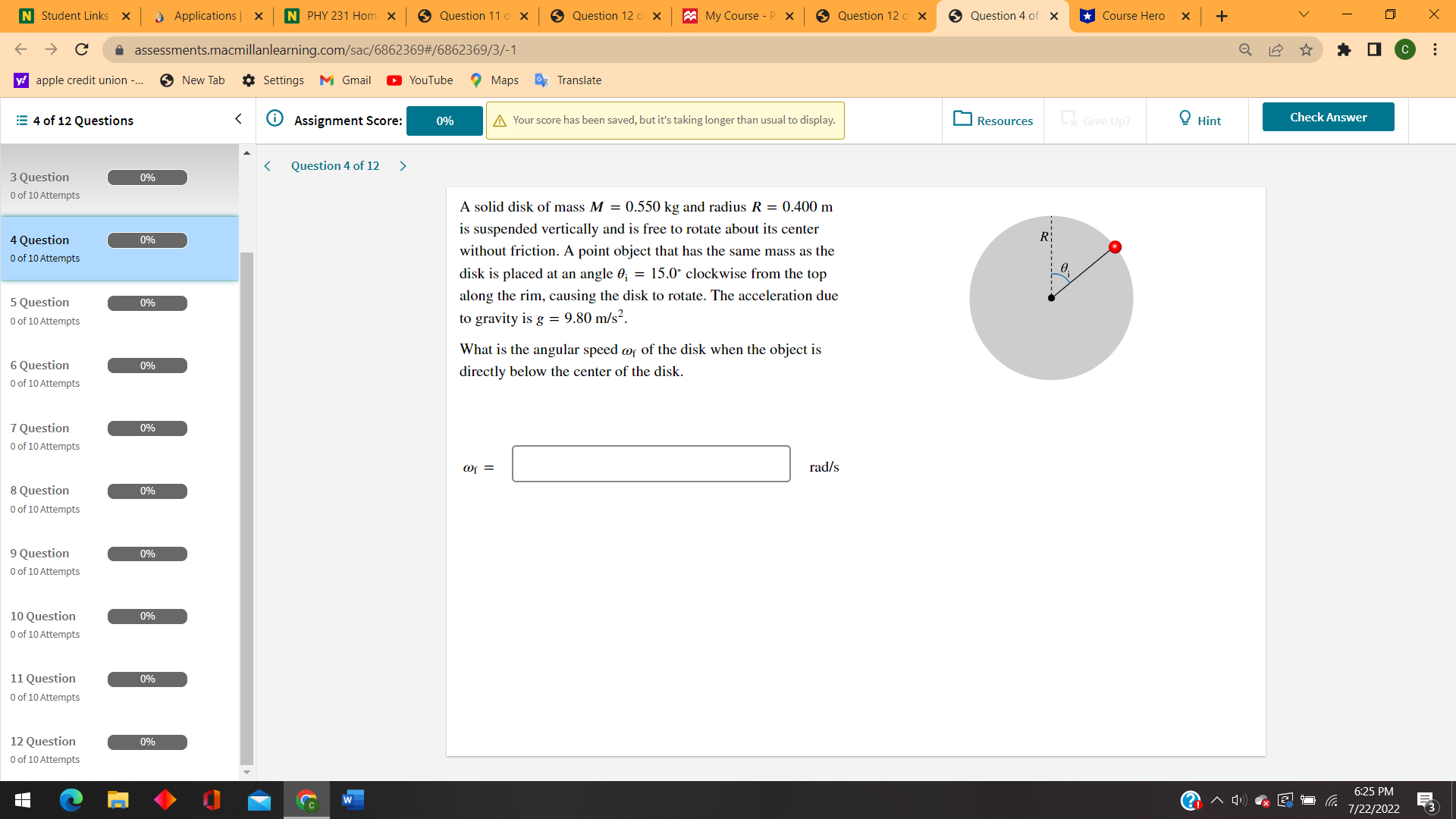 04% attached to the ends of a massless rope which passes over