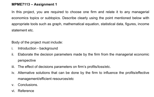 macroecomics MPME7113 - Assignment 1 In this project, you are required to