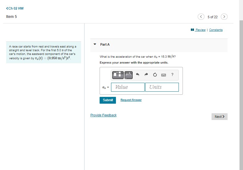 appropriate units. HA OF ? Value Units Submit Request Answer Provide Feedback
