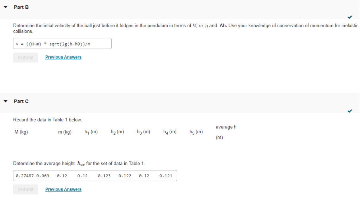 pendulum with the ball lodged in it in terms of g (acceleration