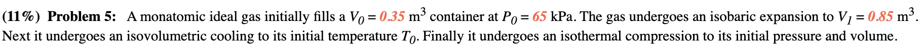  (11%) Problem 5: A monatomic ideal gas initially fills a Vo