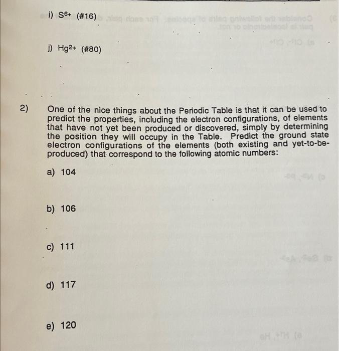 then c) Pm (#61) d) Lr (#103) The e) Ag (#47) f)