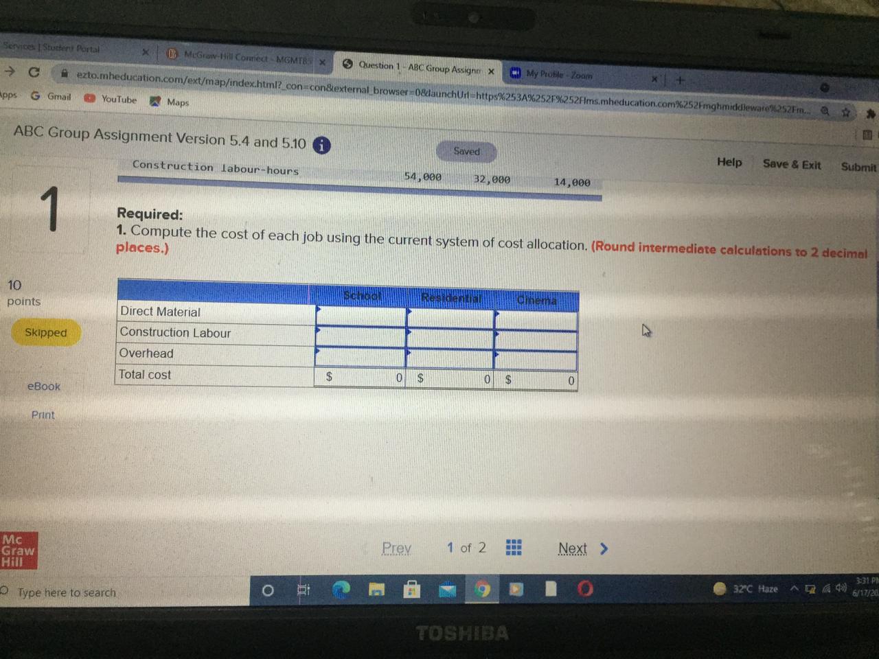 activities. (Round your answers to 2 decimal places.) points Activity Skipped Foundation