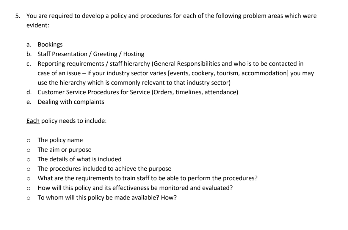 / Greeting / Hosting Reporting requirements / staff hierarchy (General Responsibilities and